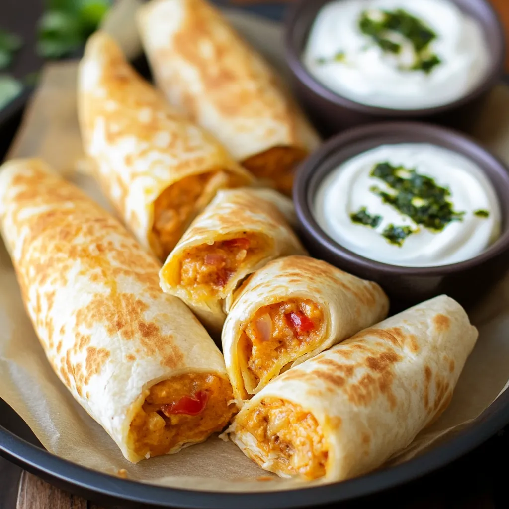 A plate of food with a bowl of sour cream.