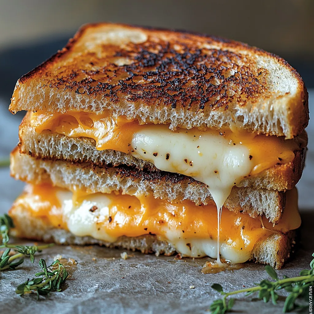 A sandwich with cheese and toast.