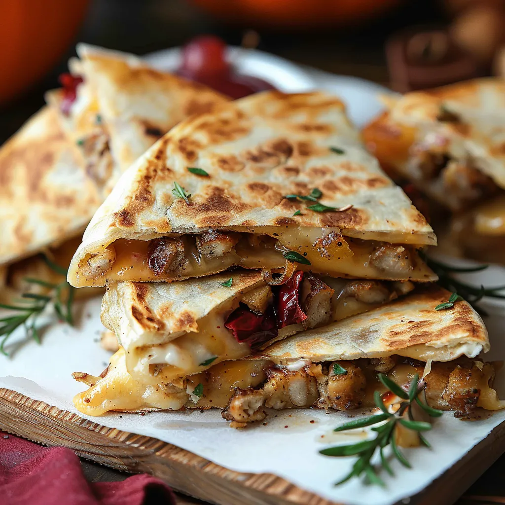 A stack of quesadillas on a plate.