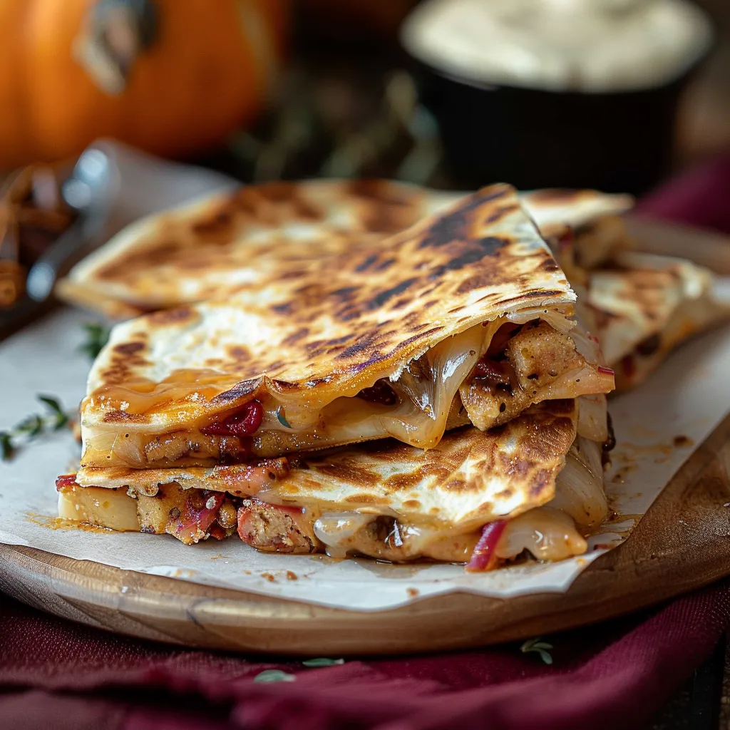 A stack of three quesadillas.