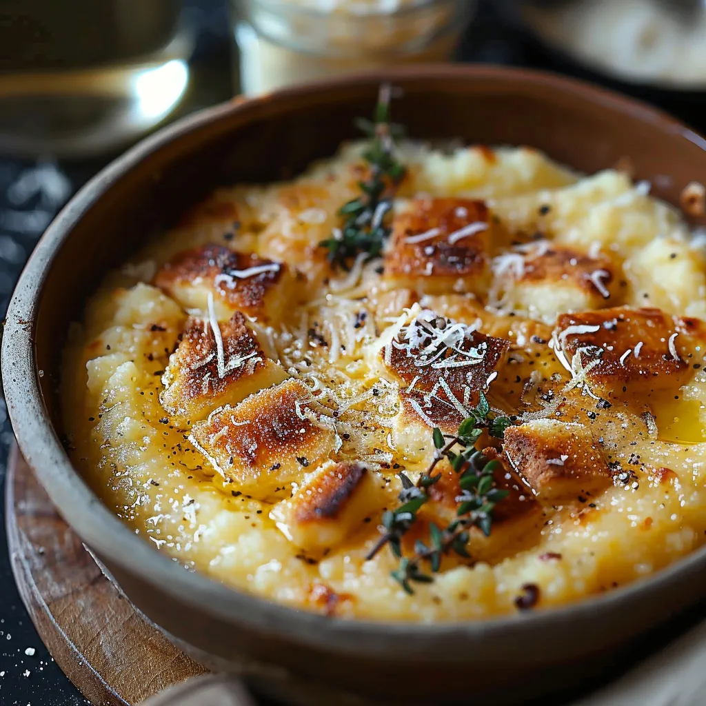 A bowl of food with a spoon in it.