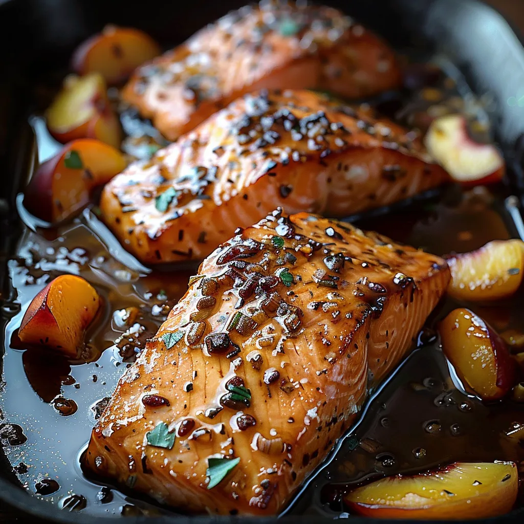Two pieces of salmon with seasoning.