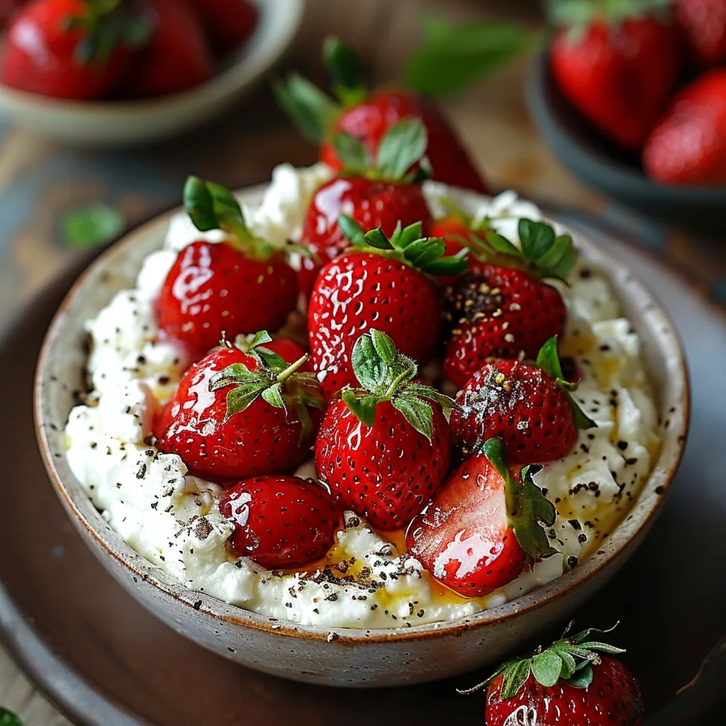 A bowl of strawberries and whipped cream.