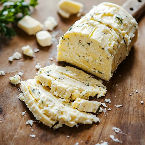 A knob of butter sitting on a surface.