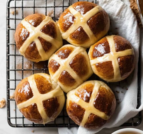 A tray of freshly baked bread.