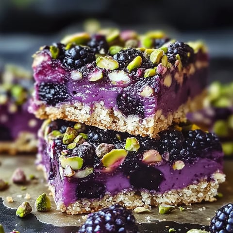 A close up of a piece of cake with blackberries and almonds.